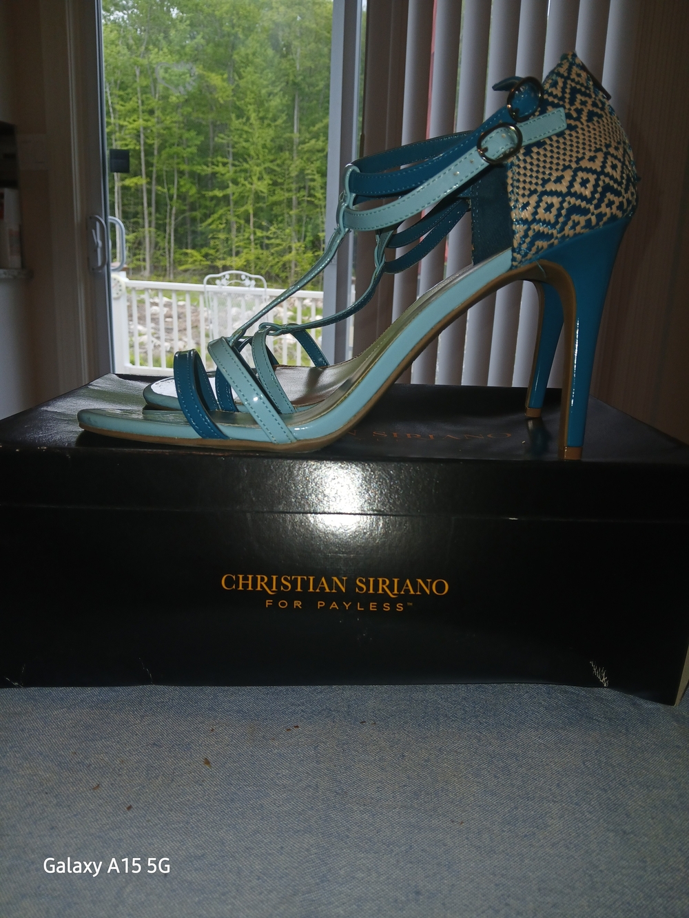 Christian Siriano Blue And Turqluoise Strappy High Heel Sandals